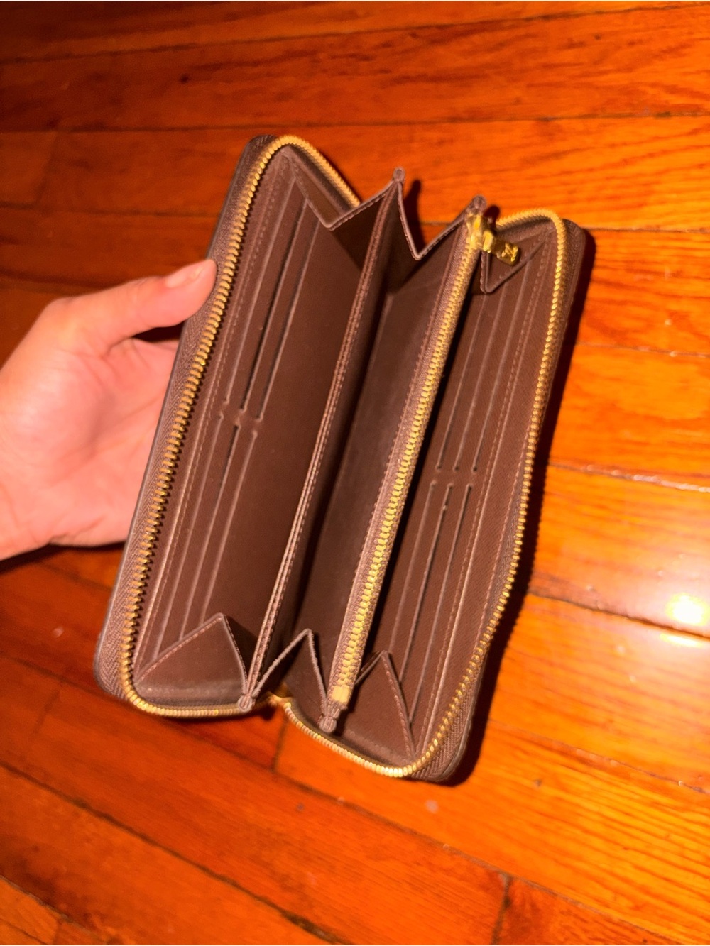 Auth LV Zippy Wallet NM Damier Ebene Brown Long Zip Around Wallet - Picture 4 of 5
